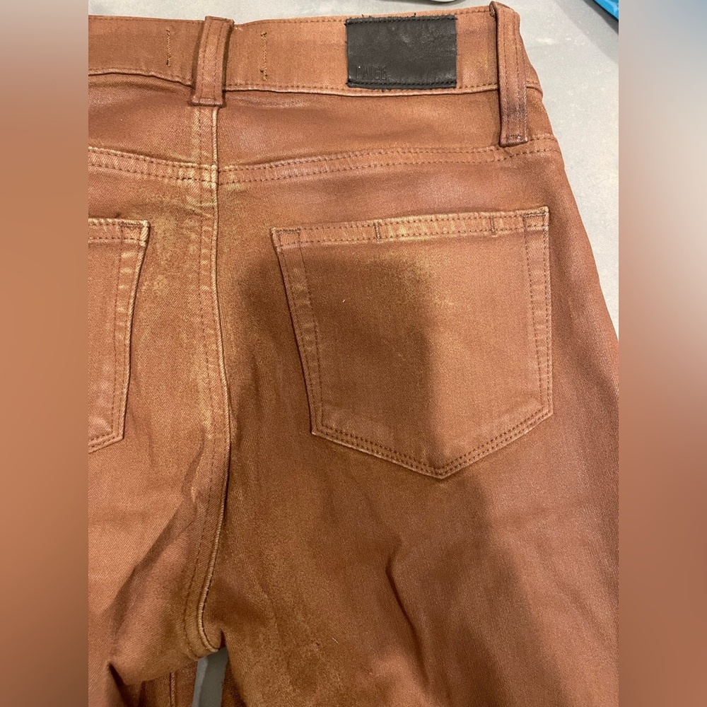 Paige Jeans Woman Leenah High Rise Wide Leg Denim Brown Pant Stretch Size 25 - Picture 9 of 9